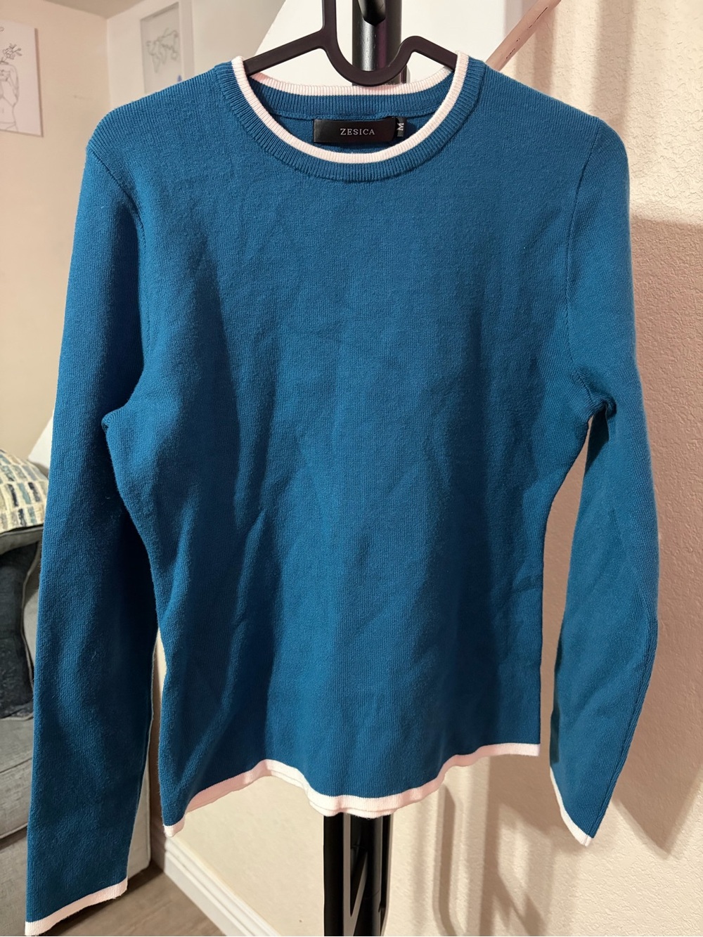Zesica women’s Blue Crewneck Sweater
